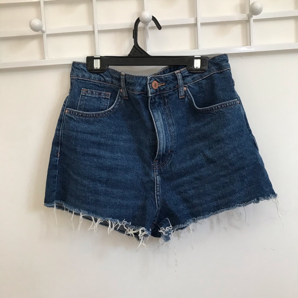 Distressed high waisted mom jean shorts
